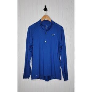 Nike Dri-Fit Quarter Zip‎ Blue Long Sleeve Running Pullover Men's Size Medium